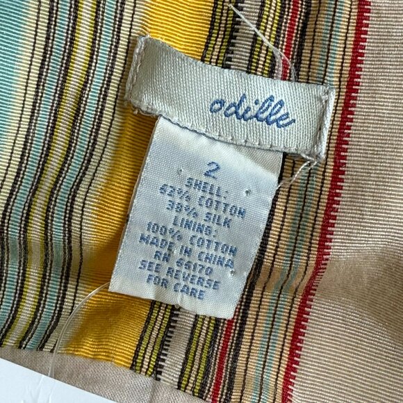 Odille Anthropologie Circle Swing Skirt Stripes Layered Cotton Silk US 2 - C2807 - Picture 6 of 14